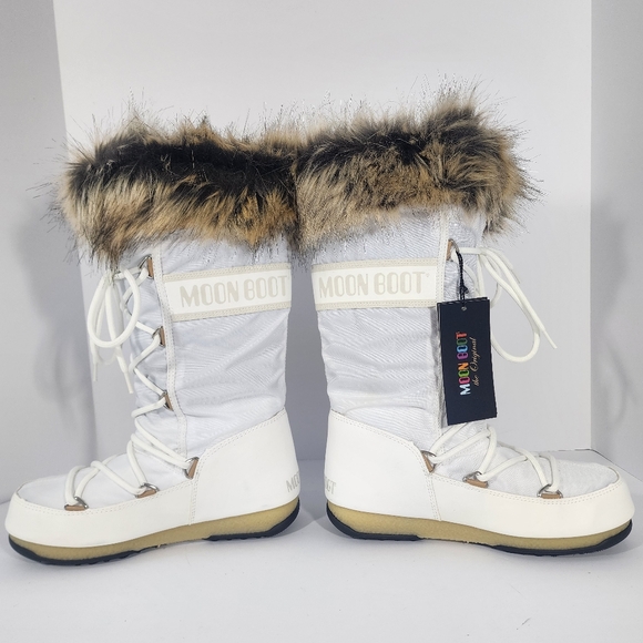 Moon Boot Monaco High White Faux Fur Snow Boots Women EU37 / US5 (Fits 6-6.5) - Picture 4 of 14